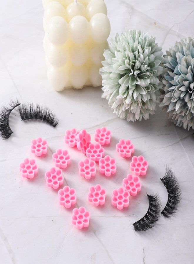 Eldraqth Lash Glue Holder, 300 Pcs Flower Shape Glue Cups for Lash Extensions Pink Eyelash Extension Glued Holder Plastic Glued Pallet Pad for Women Girls Extension Lashing Supply Kit - Image 4